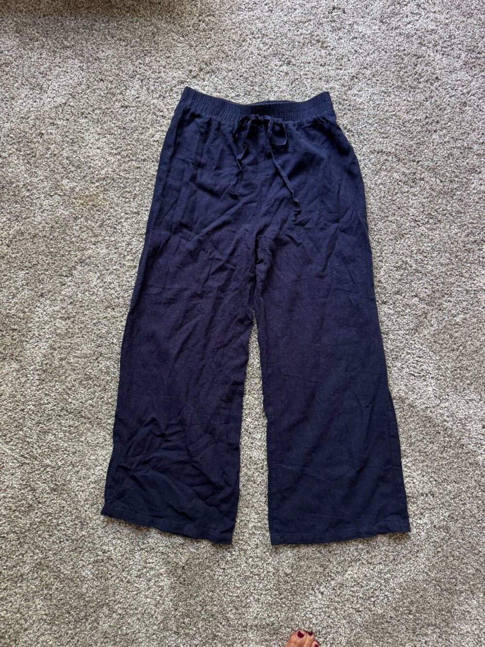 Shein Navy Blue Linen Pants  Size Medium